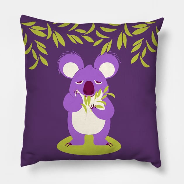 Hand Drawn Koala Funny Pillow by Mako Design 