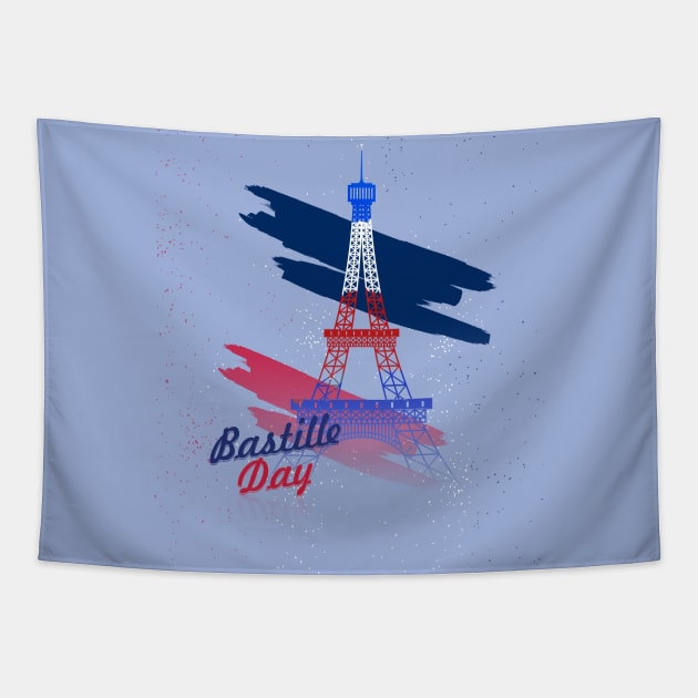 happy bastille day shirt Tapestry by OnlineShoppingDesign