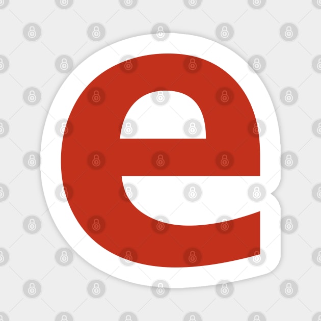 Letter e in Red Text Minimal Typography Magnet by ellenhenryart