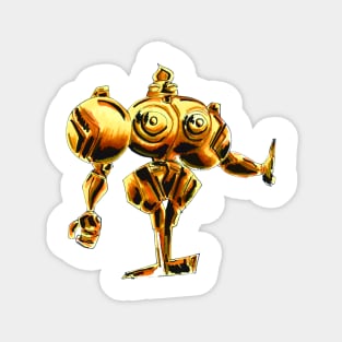 golden dogu metal armored knight in ecopop ancient statue art Magnet