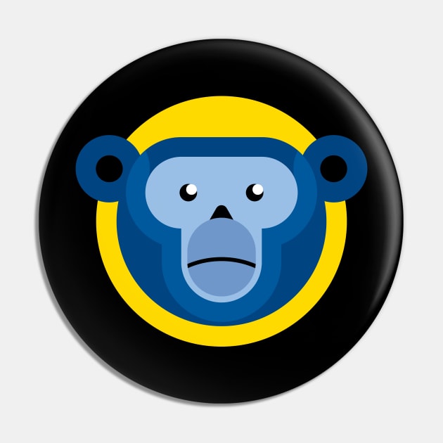 Blue Monkey on yellow Pin by attadesign