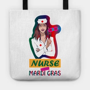 Nurse Loves Mardi Gras Colorful Tote