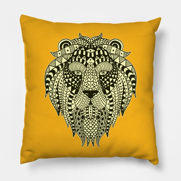 Lion Head Pillow by genevievemarkham