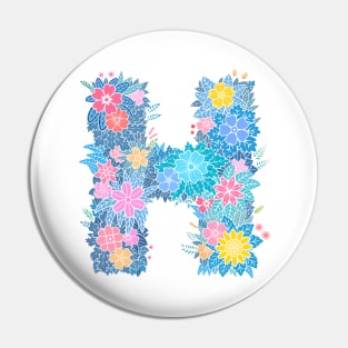 "H" Floral Letter Monogram Pin