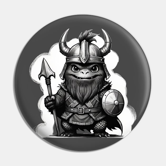 Cute Godzilla ,Viking warrior Pin by Human light 