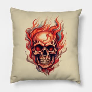 skull and fire, skeleton, gift present ideas Pillow