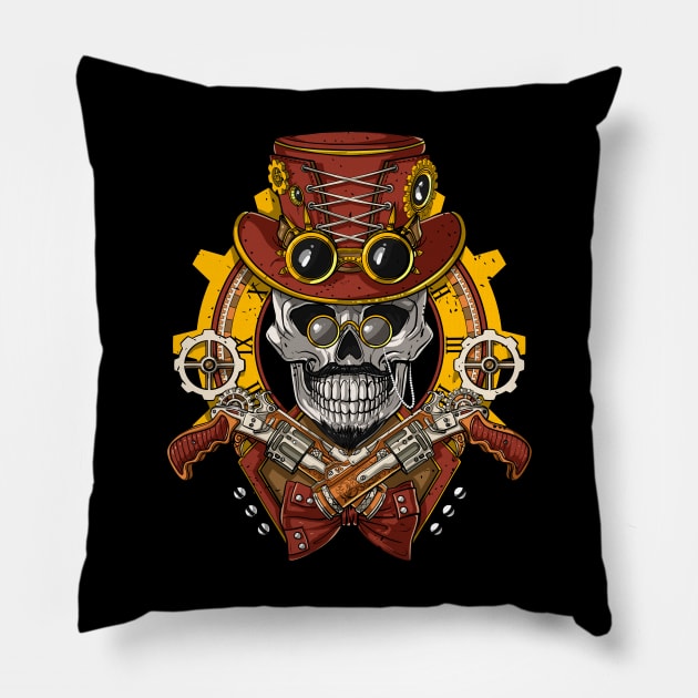 Steampunk Skull Pillow by underheaven