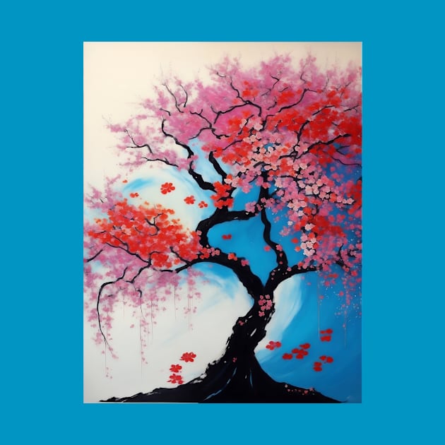 wall art painting butterfly floral trees abstract soft paint Japanese style unique by myouynis