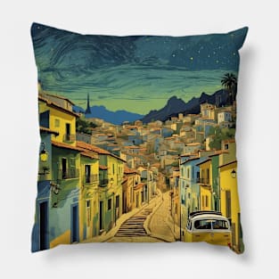 Escadaria Selaron Starry Night Brazil Vintage Tourism Travel Poster Pillow