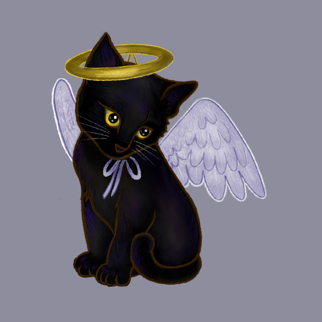 Halloween Black Kitten Dressed In Angel Costume Halloween Angel