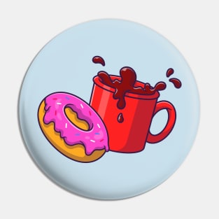 Donut And Coffee Cartoon Pin