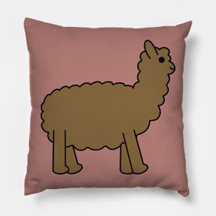 Cute Kawaii Alpaca - Brown Pillow