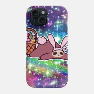 Sleepy Easter Bunny Sloth - Rainbow Space Phone Case