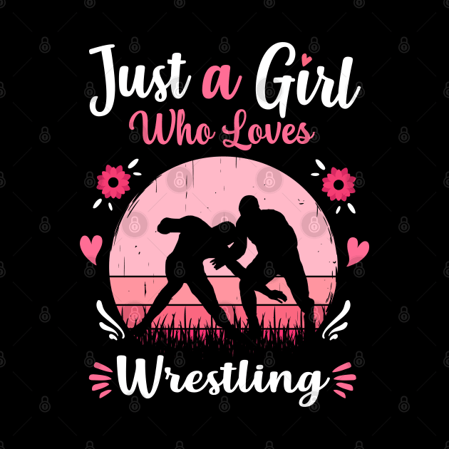 Just A Girl Who Loves Wrestling Pink Retro Vintage gift idea by Lyume