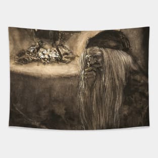 Brownie by a Fireplace by John Bauer Tapestry