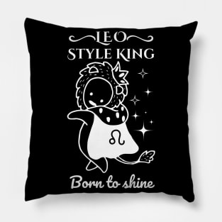 Funny Leo Zodiac Sign - Leo Style King, born to shine - Black Pillow