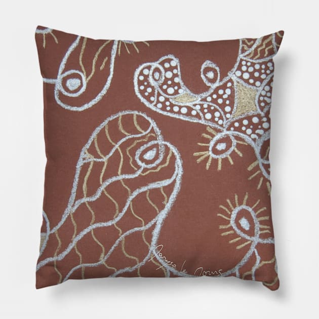 Poissons dans les vagues Pillow by Maryse Le Moing Art