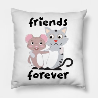 Friends Forever Cat & Mouse Pillow