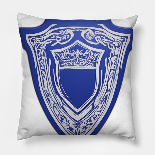 Shield Royal Blue Shadow Silhouette Anime Style Collection No. 287 Pillow by cornelliusy