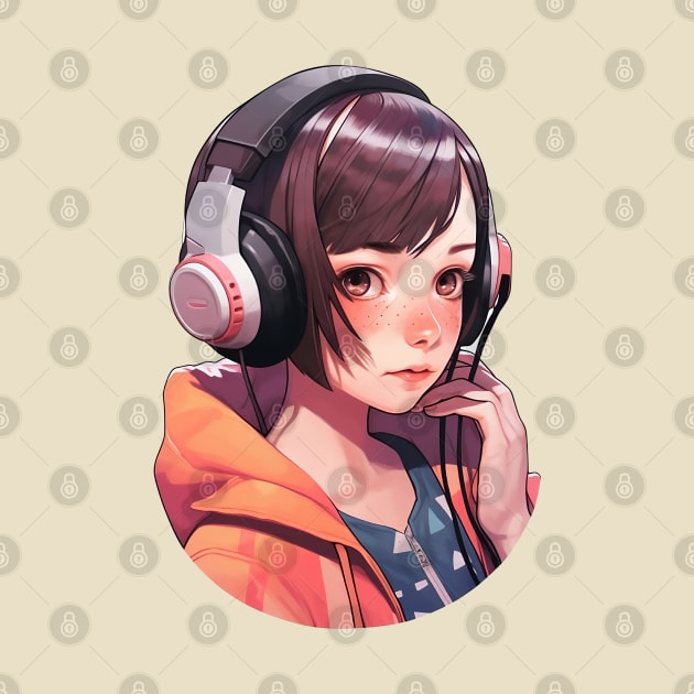 Cute headphone anime girl by AestheticsArt81