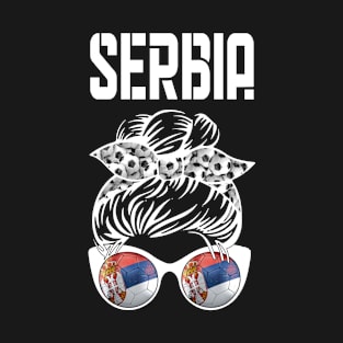 Serbia Football Messy Bun T-Shirt