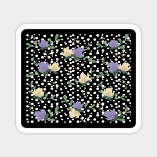 Purple Flower Polka Dot Pattern Magnet