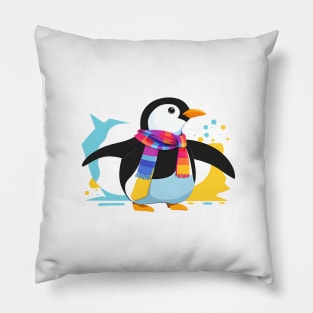 Kids Abstract Winter Penguin Pillow