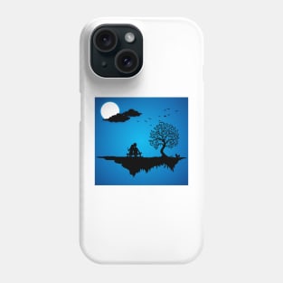 Landscape Vector Couple love feel watching moon Phone Case