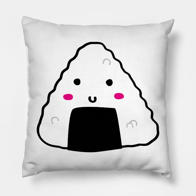 Onigiri Happiness: A Bite-Sized Delight Pillow by PauRicart