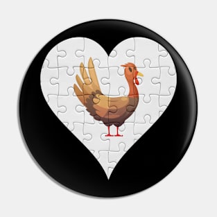 Jigsaw  Turkey Heart Design - Farm Animals Turkey Pin