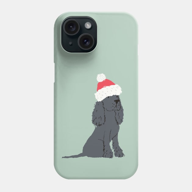 Black Christmas Cocker Spaniel Phone Case by JunkyDotCom