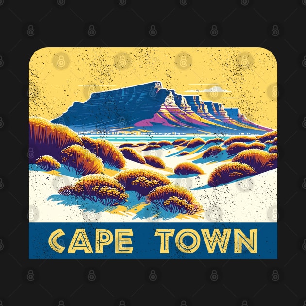 Vintage Cape Town Travel Poster Sticker | Howzit South Africa | Explore Table Mountain by BraaiNinja