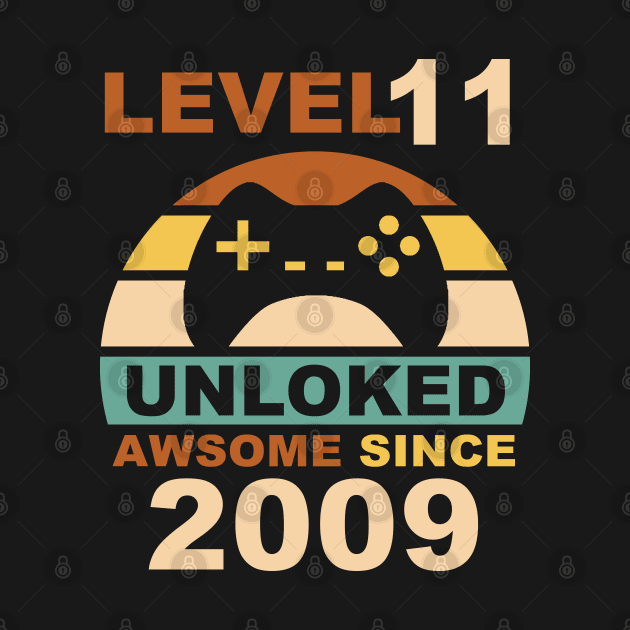 Level 11 Unlocked Awesome Since 2009 11yr Birthday Gamer by NiceTeeBroo