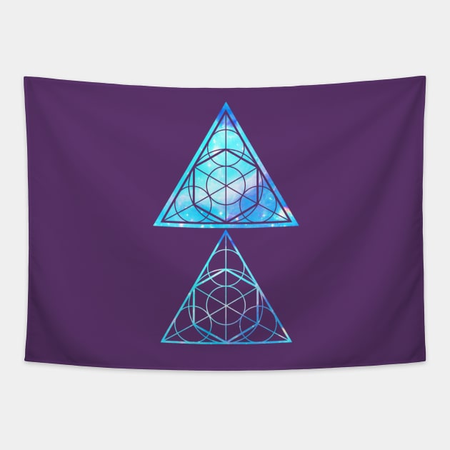 Blue Triangles - Sacred Geometry Tapestry by robotface