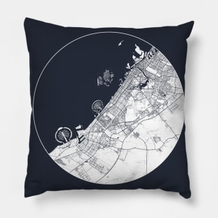 Dubai, UAE City Map - Full Moon Pillow