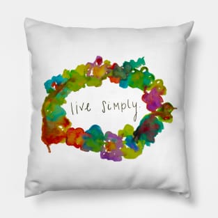 live simply watercolor Pillow