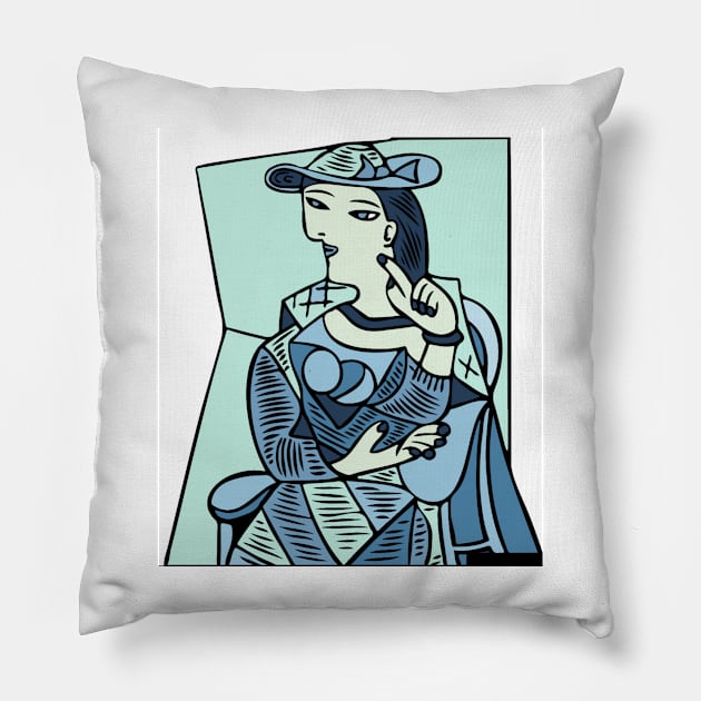 portrait cubism Pillow by MGphotoart