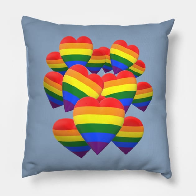 Rainbow Hearts Pillow by Klssaginaw