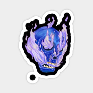 Skull on Fire Blue version Magnet