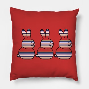 Three Bunny Rabbits Distracted Boyfriend Meme Stripes Pillow