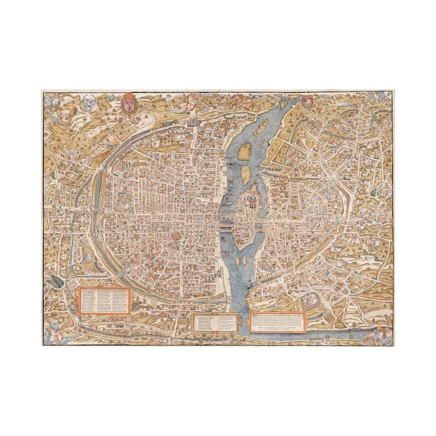 Vintage Map of Paris (1550) by Bravuramedia