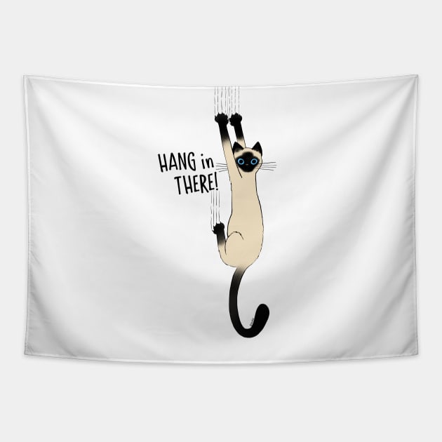 Siamese Cat Hang in There Tapestry by Coffee Squirrel