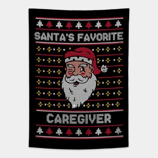 Santa's Favorite Caregiver // Funny Ugly Christmas Sweater // Caregiver Holiday Xmas Tapestry