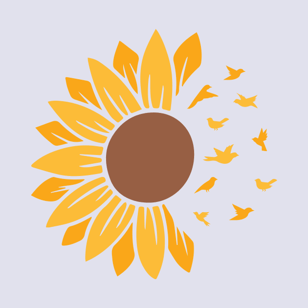 Sunflower with birds flying/breaking away by Rebel Merch