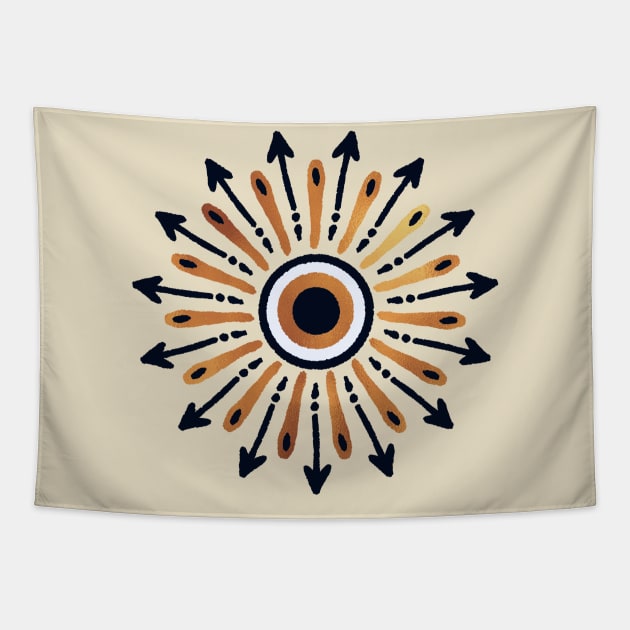 Evil Eye Nazar - Black and Gold Tapestry by Olooriel