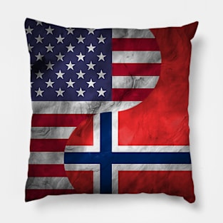 USA Norway Dual Yin Yang Flag Pillow