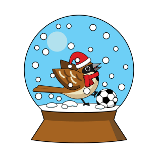 Snow Globe with Cute Sparrow Playing Soccer T-Shirt