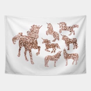 Sparkling rose gold unicorns Tapestry