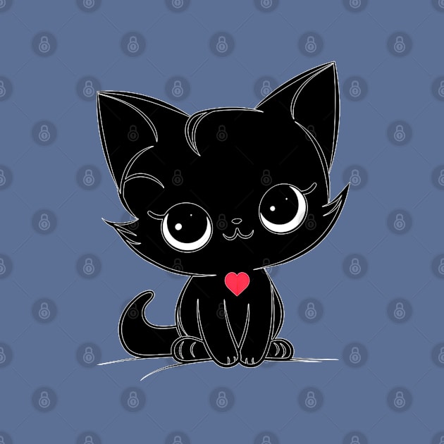 Black kitten, red heart by NATLEX