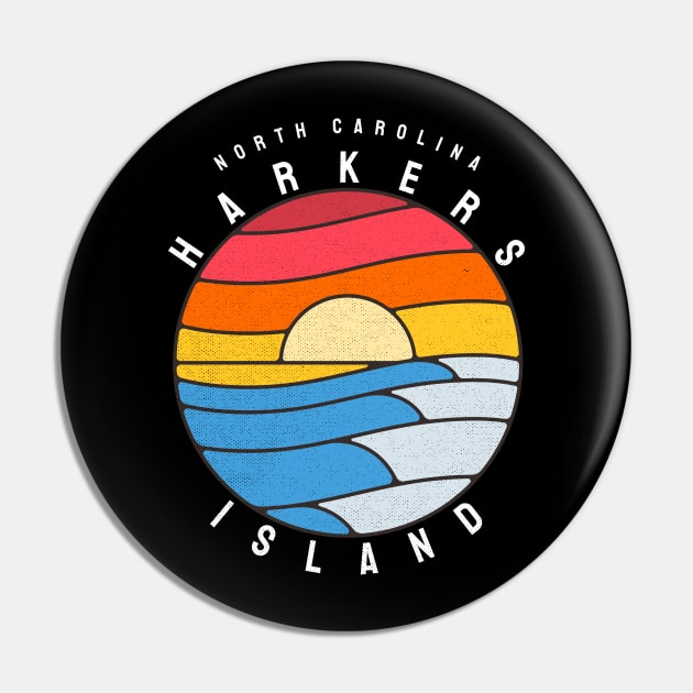 Harkers Island, NC Stained Glass Sunrise Summertime Pin by Contentarama